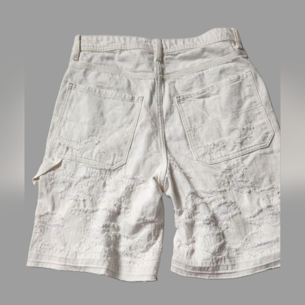 Nwot Textured Rip Cargo Style White Shorts H&M - Picture 4 of 8